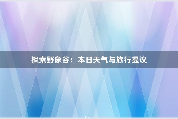 探索野象谷：本日天气与旅行提议